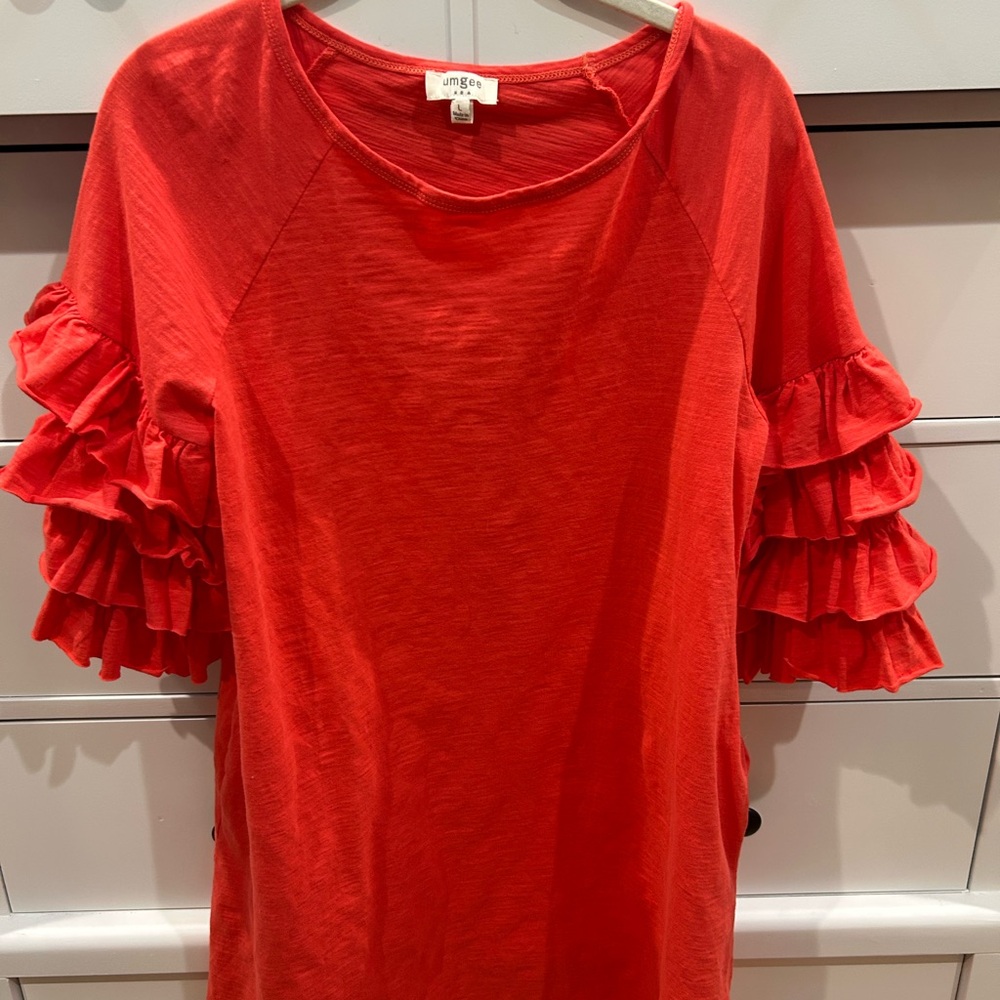 Red Ruffle Sleeve Dress - Picture 3 of 3